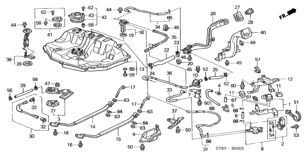 2000 Acura Integra Three Way Joint Diagram for 17357-S02-L01