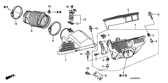 2009 Acura RL Cover, Air Cleaner Diagram for 17211-RKG-A00