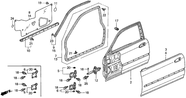 1998 Acura CL Door Check Arm Stop Hinge Strap Diagram for 72340-SS0-013