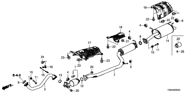 2019 Acura ILX Exhaust System Hanger Diagram for 18215-TR0-A01