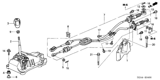 2006 Acura TSX Change Lever Assembly Diagram for 54100-SEC-A02