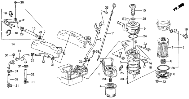 1986 Acura Legend Oil Filter Element Assembly (Toyo) Diagram for 15430-PH7-003