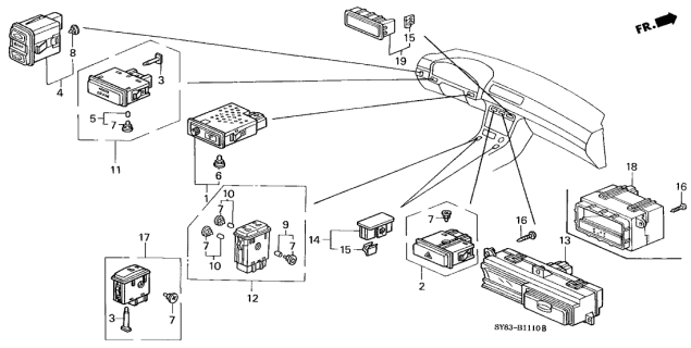 1997 Acura CL Hazard Switch Assembly (Tec) Diagram for 35500-SM4-003
