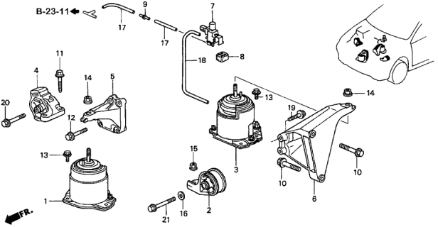 1997 Acura CL Engine Mount Rubber Assembly Diagram for 50820-SS8-A00