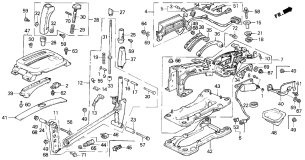 1992 Acura Legend Bush, Select Lever Diagram for 54127-SP1-A80
