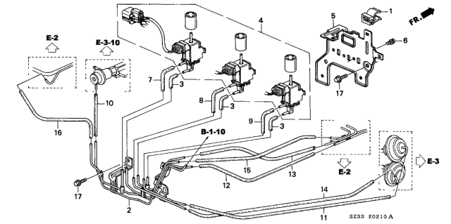 1997 Acura RL Stay, Control Device Diagram for 36233-P5A-003