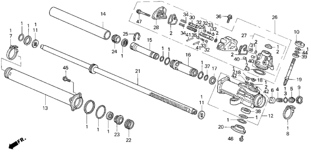 1993 Acura Vigor Washer, Tie Rod Lock Diagram for 53536-SL4-010