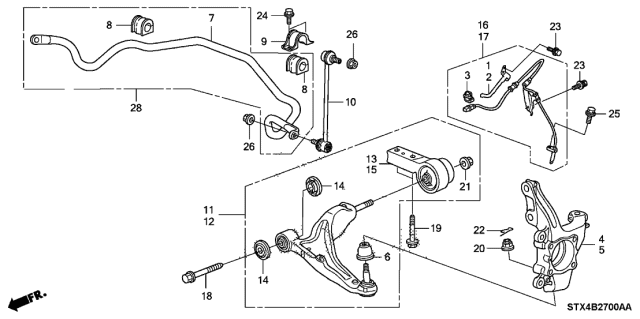 2008 Acura MDX Boot, Ball (Lower) (Front ) Diagram for 51225-STX-A01