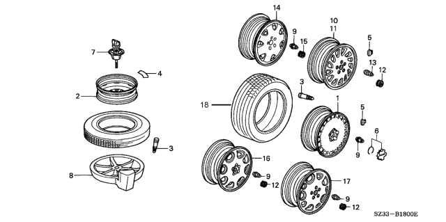 1998 Acura RL Tire (P215/60R16) (94V) (M+S) (Michelin) Diagram for 42751-MIC-037
