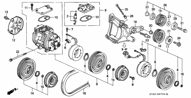 1995 Acura Integra A/C Compressor (DENSO) Diagram