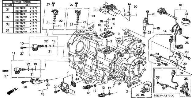 2003 Acura TL Transmission Pressure Switches Diagram for 28600-P7W-003