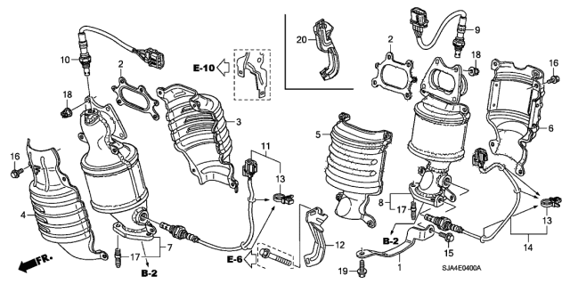 2007 Acura RL Cover B, Rear Primary Converter Diagram for 18123-RJA-A00