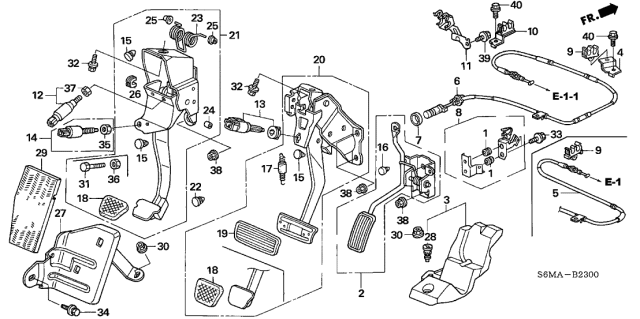 2006 Acura RSX Pedal Assembly, Brake Diagram for 46600-S6M-A01