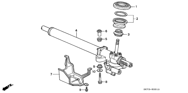 1991 Acura Integra Power Steering Rack Assembly Diagram for 53601-SK7-A56