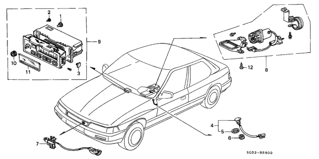 1987 Acura Legend Ambient Sensor Assembly Diagram for 80520-SG0-941