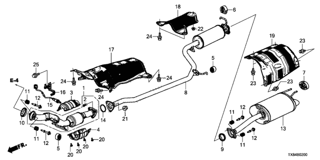 2014 Acura ILX Hybrid Exhaust Muffler Diagram for 18307-TX6-A02