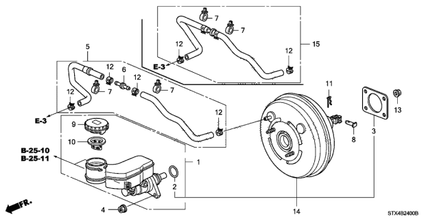 2008 Acura MDX Power Brake Booster Assembly Diagram for 01469-STX-A00