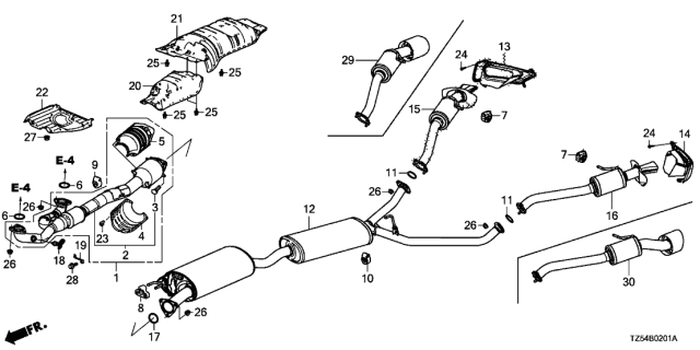 2020 Acura MDX Exhaust Passenger Side Tail Component Diagram for 18330-TYR-A01