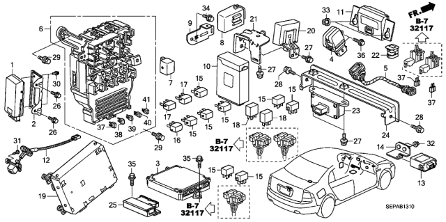 2008 Acura TL Fuse Box Assembly Diagram for 38200-SEP-A11