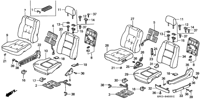 1991 Acura Legend Headrest Assembly (Grace Blue) (Leather) Diagram for 81140-SP0-A61ZB