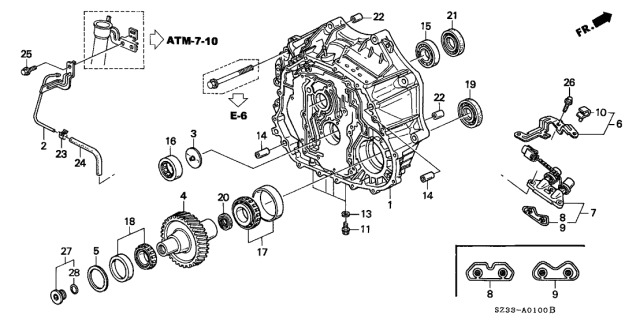 2001 Acura RL Secondary Gear Shaft Diagram for 23231-PY4-E01