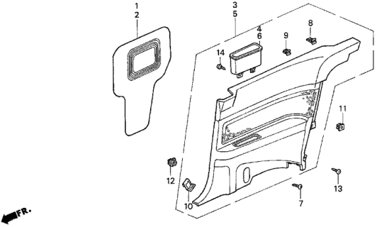 1997 Acura CL Seal, Driver Side Quarter Hole Diagram for 74554-SV2-000
