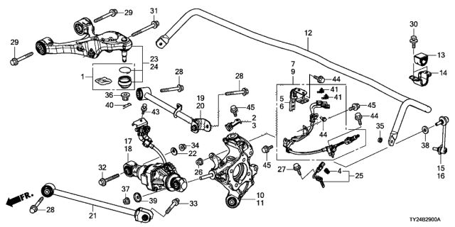 2015 Acura RLX Left Rear Arm (Upper) Diagram for 52520-TY2-A02