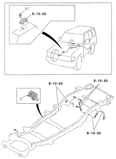 1998 Acura SLX Oil Piping Clips (Without ABS) Diagram