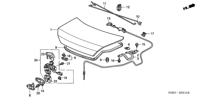 2001 Acura CL Passenger Side Trunk Opener Spring Diagram for 74871-S3M-A00ZZ