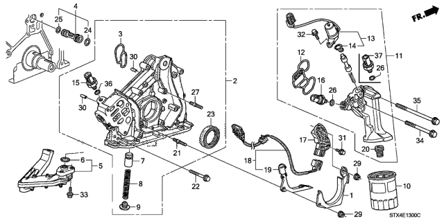 2012 Acura MDX Valve Assembly Spool Diagram for 15811-RYE-A11