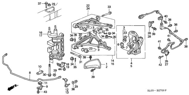 1996 Acura NSX Right Front Knuckle Diagram for 51210-SL0-010