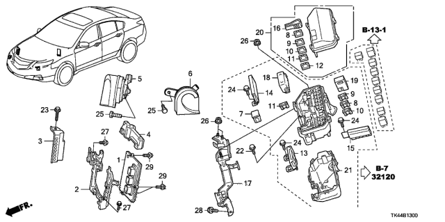 2012 Acura TL Engine Control Module Diagram for 37820-RK1-A76