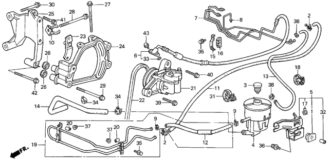 1988 Acura Integra Power Steering Pump Assembly Diagram for 56100-PG6-040