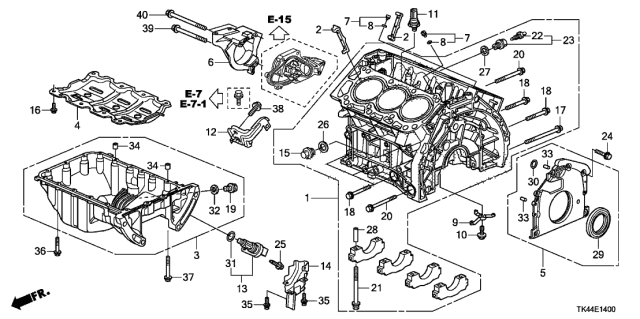 2009 Acura TL Cylinder Block - Oil Pan Diagram