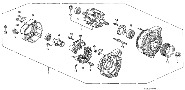 2002 Acura TL Rotor Assembly Diagram for 31101-P8E-A21