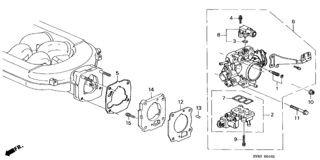 1998 Acura CL Spacer Diagram for 16402-P8A-A00