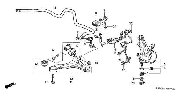 2003 Acura RSX Right Front (Lower) Arm Diagram for 51350-S6M-A01