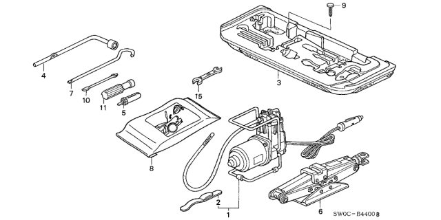 2004 Acura NSX Tire Pump Assembly Diagram for 38160-SL0-A01