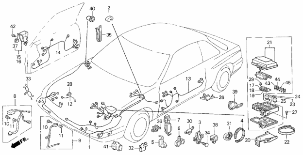 1990 Acura Legend Wire Harness, Engine Room Diagram for 32100-SG0-L13