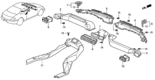 1997 Acura CL Duct Assembly, Air Conditioner (Driver Side) Diagram for 77420-SY8-A00