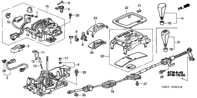 1999 Acura TL At Shift Lock Solenoid Assembly Diagram for 39550-S30-003
