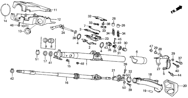 1986 Acura Integra Tilt Lever Assembly, Passenger Side Diagram for 53360-SB3-000