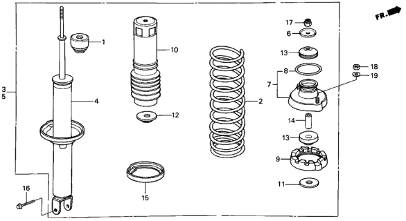 1990 Acura Legend Rear Shock Absorber Mounting (Yamashita) Rubber Diagram for 52725-SB2-003