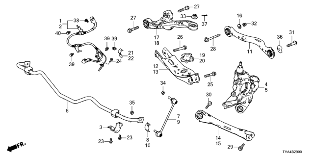2022 Acura MDX Stabilizer Component, Rear Diagram for 52300-TYC-A01