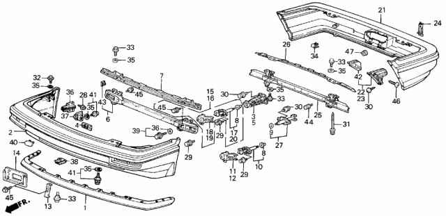 1989 Acura Integra Beam, Rear Bumper (Upper) Diagram for 84160-SD2-000