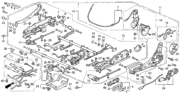 1993 Acura Legend Left Front Seat Components Diagram