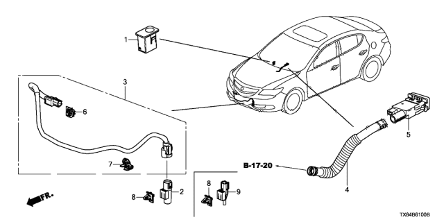 2016 Acura ILX Ambient Sensor Assembly Diagram for 80525-T2F-A01