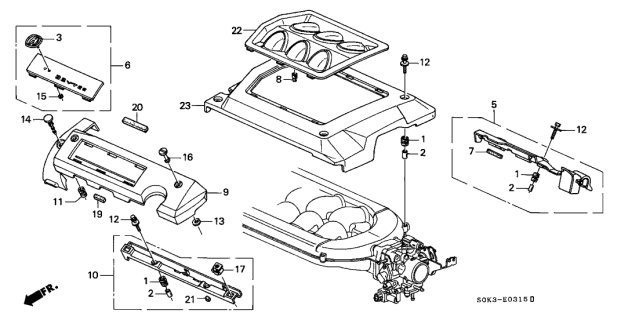 1999 Acura TL Rubber B, Intake Manifold Cover Diagram for 17148-P8F-A00