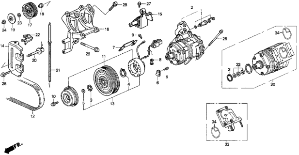 1992 Acura Vigor A/C Compressor Idle Pulley Diagram for 38942-P1R-000