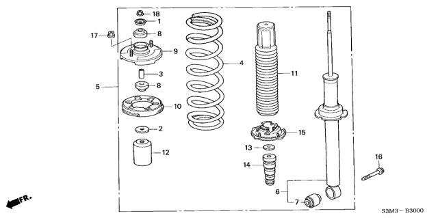 2001 Acura CL Rear Shock Absorber Unit Diagram for 52611-S0K-A02